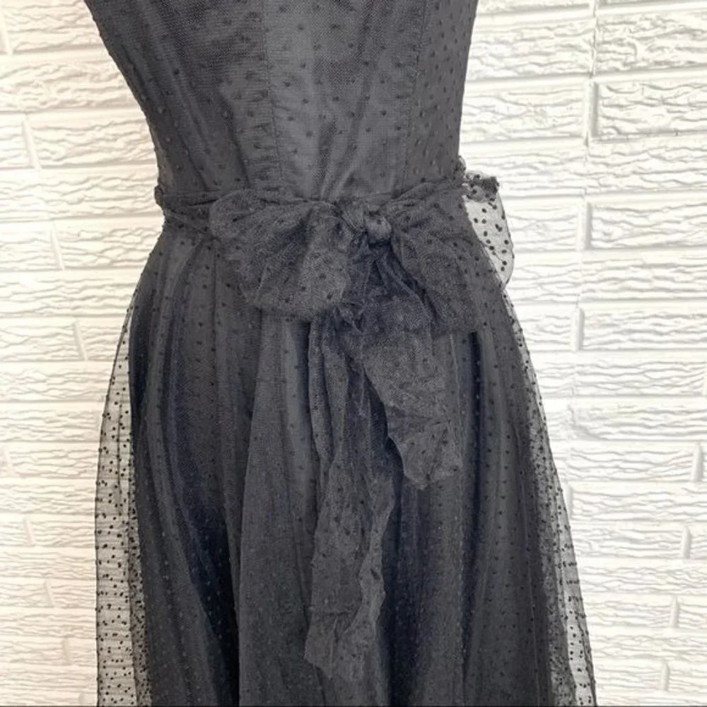Vintage Uzanel Black Polka Dot Strapless Dress Size Medium - Picture 4 of 10